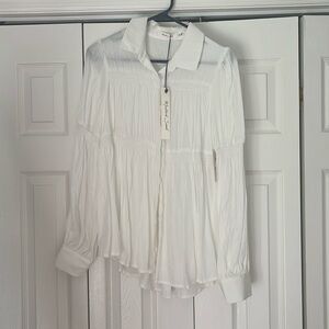 White button up baby doll shirt
